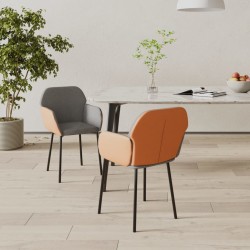 vidaXL Esszimmerstühle 2 Stk. Hellgrau Stoff und Kunstleder