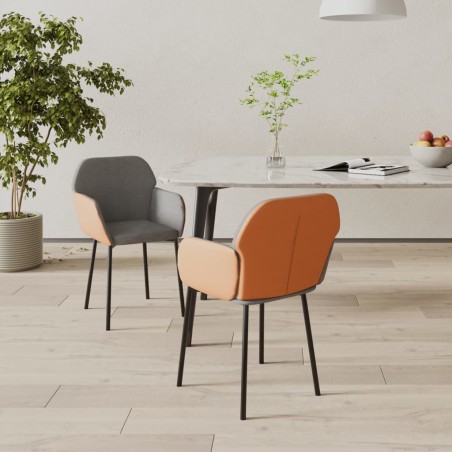 vidaXL Esszimmerstühle 2 Stk. Hellgrau Stoff und Kunstleder