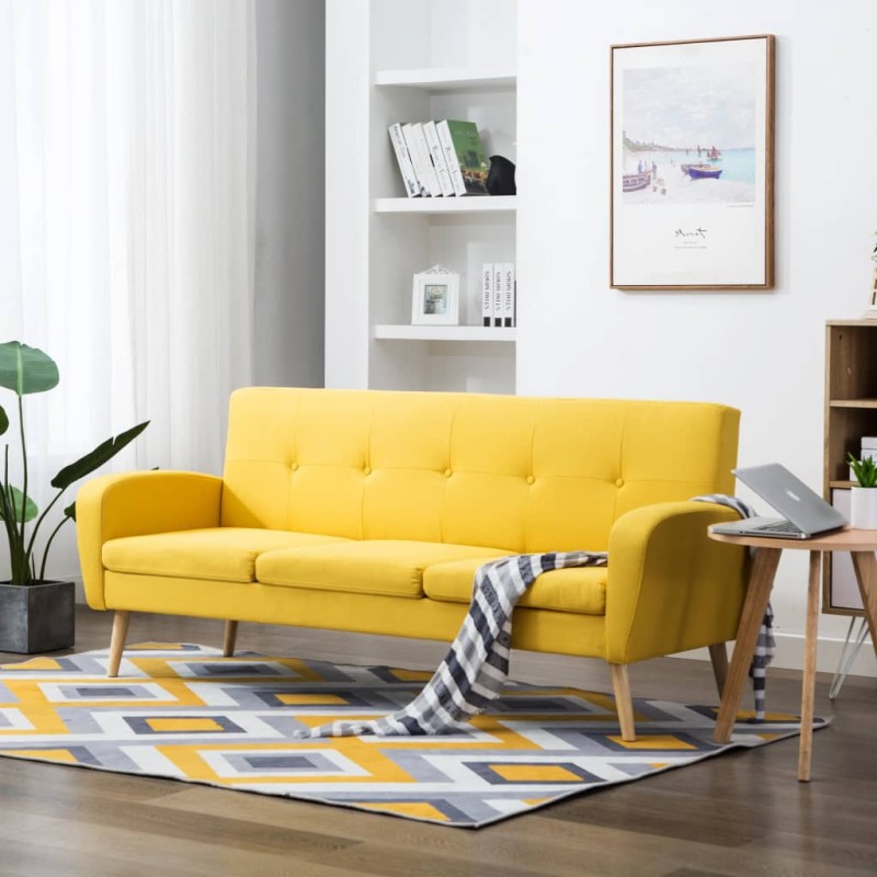 vidaXL 3-Sitzer-Sofa Stoff Gelb vidaXL 3-Sitzer-Sofa Stoff Gelb