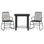 3-tlg. Garten-Essgruppe Schwarz PVC Rattan 3-tlg. Garten-Essgruppe Schwarz PVC Rattan