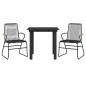 3-tlg. Garten-Essgruppe Schwarz PVC Rattan 3-tlg. Garten-Essgruppe Schwarz PVC Rattan