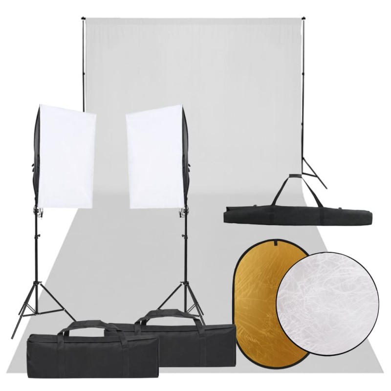 vidaXL Fotostudio-Set mit Beleuchtung, Hintergrund und Reflektor vidaXL Fotostudio-Set mit Beleuchtung, Hintergrund und Reflektor