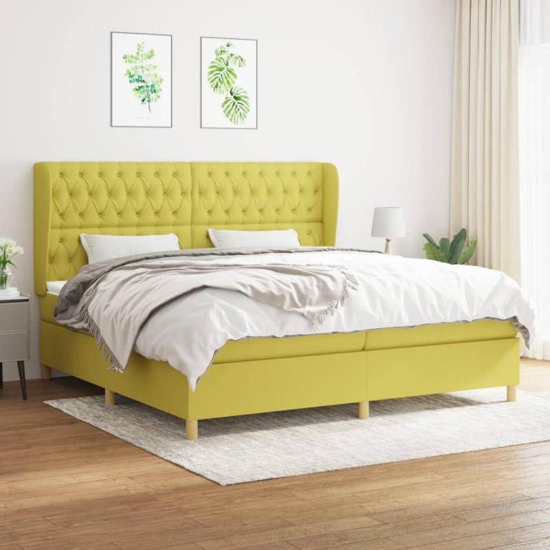 vidaXL Boxspringbett mit Matratze Grün 200x200 cm Stoff vidaXL Boxspringbett mit Matratze Grün 200x200 cm Stoff