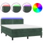 vidaXL Boxspringbett mit Matratze & LED Dunkelgrün 140x190 cm Samt vidaXL Boxspringbett mit Matratze & LED Dunkelgrün 140x190 cm Samt