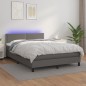 vidaXL Boxspringbett mit Matratze & LED Grau 140x200 cm Kunstleder vidaXL Boxspringbett mit Matratze & LED Grau 140x200 cm Kunstleder