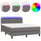 vidaXL Boxspringbett mit Matratze & LED Grau 140x200 cm Kunstleder vidaXL Boxspringbett mit Matratze & LED Grau 140x200 cm Kunstleder