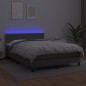 vidaXL Boxspringbett mit Matratze & LED Grau 140x200 cm Kunstleder vidaXL Boxspringbett mit Matratze & LED Grau 140x200 cm Kunstleder