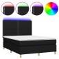 vidaXL Boxspringbett mit Matratze & LED Schwarz 140x200 cm Stoff vidaXL Boxspringbett mit Matratze & LED Schwarz 140x200 cm Stoff