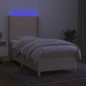 vidaXL Boxspringbett mit Matratze & LED Creme 80x200 cm Stoff vidaXL Boxspringbett mit Matratze & LED Creme 80x200 cm Stoff