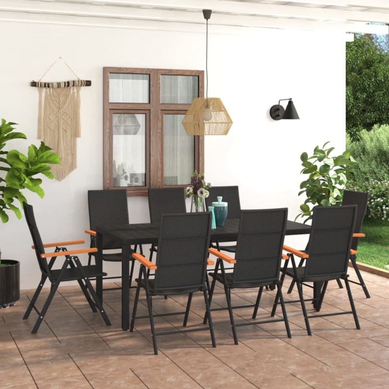 vidaXL 9-tlg. Garten-Essgruppe Schwarz und Braun vidaXL 9-tlg. Garten-Essgruppe Schwarz und Braun