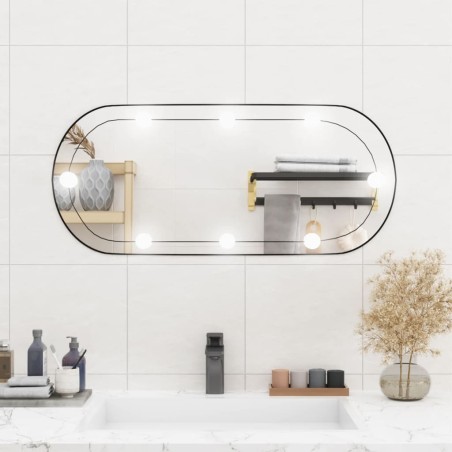 vidaXL Wandspiegel mit LED-Leuchten 35x80 cm Glas Oval