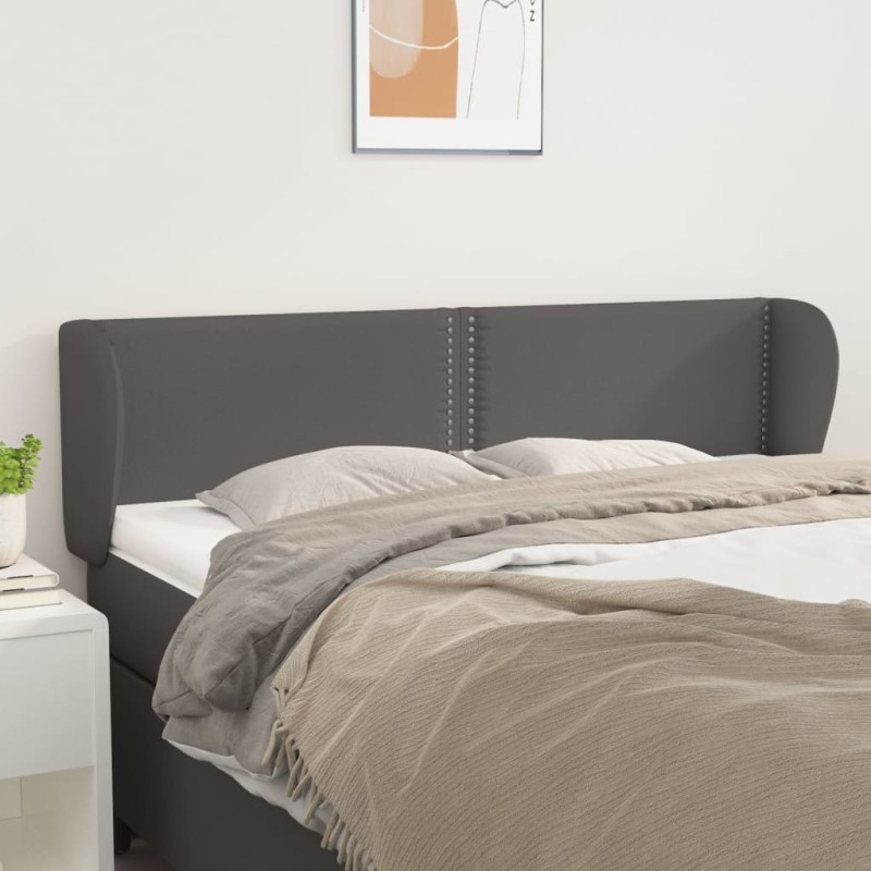 vidaXL Kopfteil mit Ohren Grau 147x23x78/88 cm Kunstleder