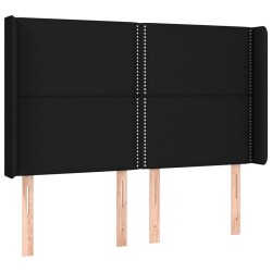 vidaXL Kopfteil mit Ohren Schwarz 147x16x118/128 cm Stoff