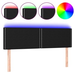 vidaXL LED Kopfteil Schwarz 144x5x78/88 cm Stoff