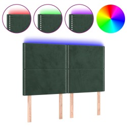 vidaXL LED Kopfteil Dunkelgrün 144x5x118/128 cm Samt