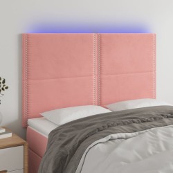 vidaXL LED Kopfteil Rosa 144x5x118/128 cm Samt