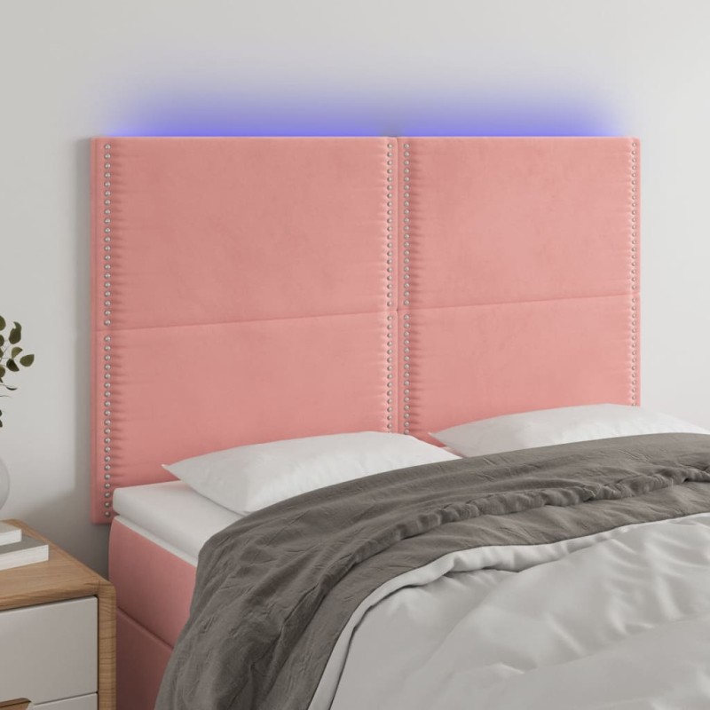 vidaXL LED Kopfteil Rosa 144x5x118/128 cm Samt vidaXL LED Kopfteil Rosa 144x5x118/128 cm Samt