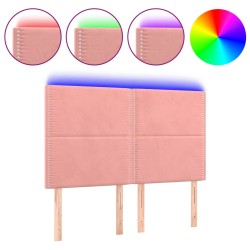 vidaXL LED Kopfteil Rosa 144x5x118/128 cm Samt