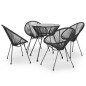 5-tlg. Garten-Essgruppe PVC Rattan Schwarz 5-tlg. Garten-Essgruppe PVC Rattan Schwarz