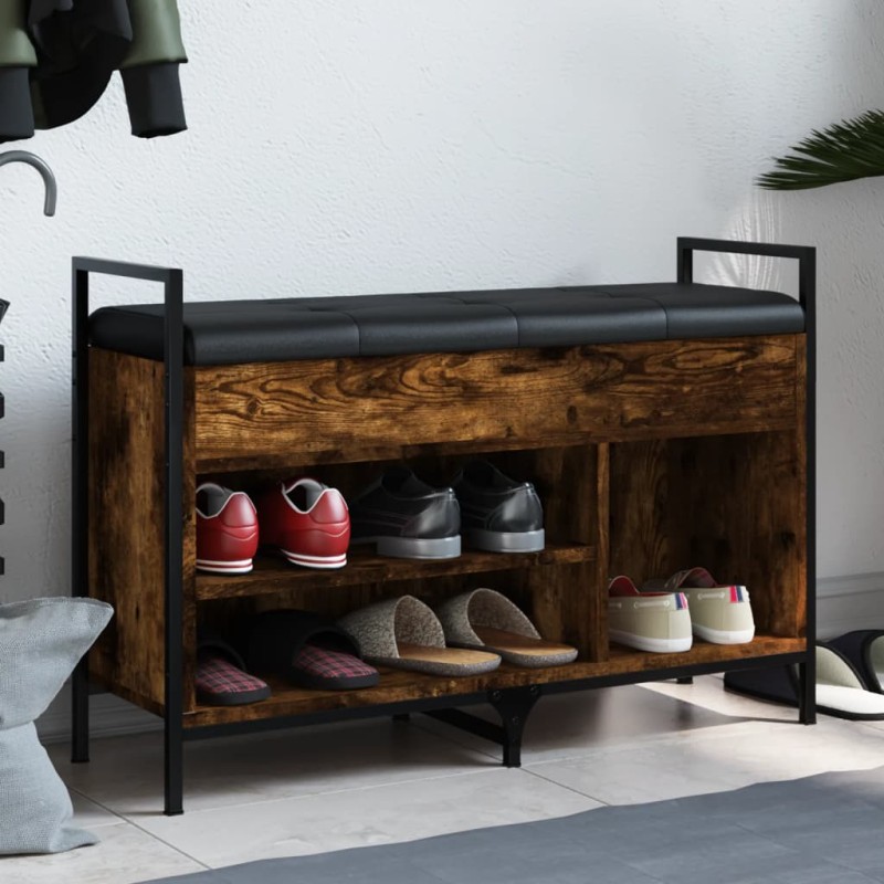 vidaXL Schuhbank Räuchereiche 85,5x32x57,5 cm Holzwerkstoff vidaXL Schuhbank Räuchereiche 85,5x32x57,5 cm Holzwerkstoff