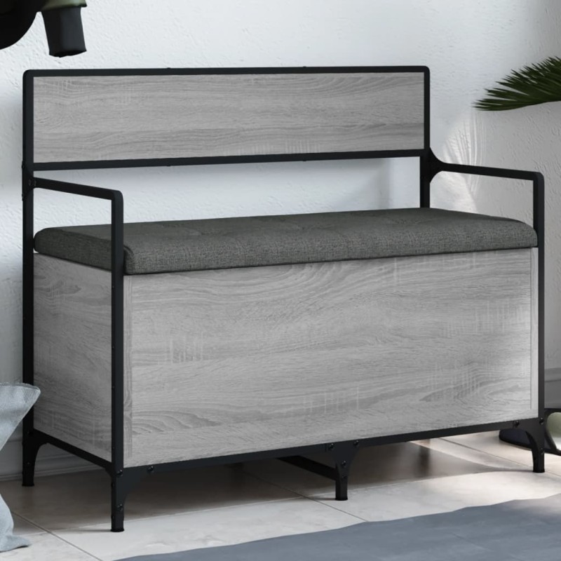 vidaXL Sitzbank mit Stauraum Grau Sonoma 85,5x42x73,5 cm Holzwerkstoff vidaXL Sitzbank mit Stauraum Grau Sonoma 85,5x42x73,5 cm Holzwerkstoff
