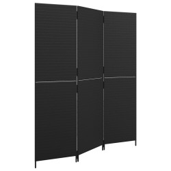 vidaXL Paravent 3-tlg. Schwarz Poly Rattan