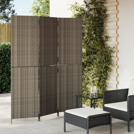 vidaXL Paravent 3-tlg. Grau Poly Rattan