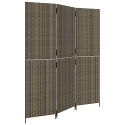 vidaXL Paravent 3-tlg. Grau Poly Rattan