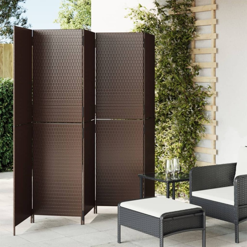 vidaXL Paravent 5-tlg. Braun Poly Rattan vidaXL Paravent 5-tlg. Braun Poly Rattan