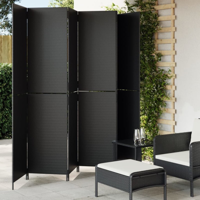 vidaXL Paravent 6-tlg. Schwarz Poly Rattan vidaXL Paravent 6-tlg. Schwarz Poly Rattan