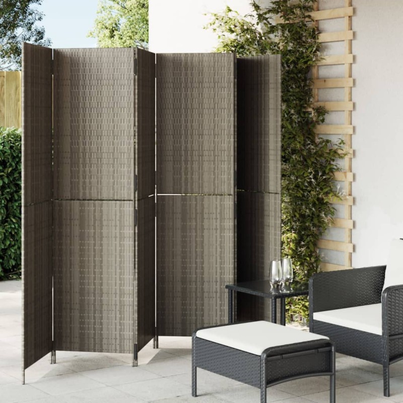 vidaXL Paravent 6-tlg. Grau Poly Rattan vidaXL Paravent 6-tlg. Grau Poly Rattan