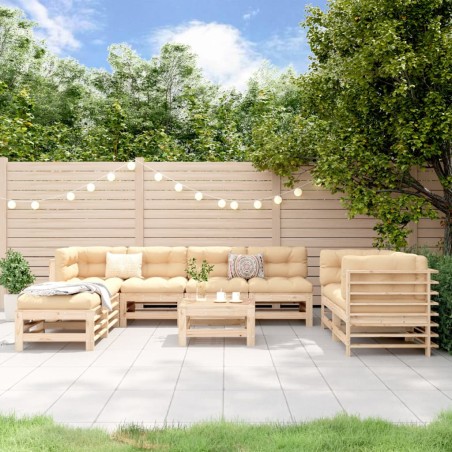 vidaXL 9-tlg. Garten-Lounge-Set Massivholz Kiefer