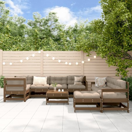 vidaXL 10-tlg. Garten-Lounge-Set Honigbraun Massivholz Kiefer