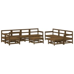 vidaXL 10-tlg. Garten-Lounge-Set Honigbraun Massivholz Kiefer