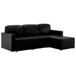 vidaXL Modulares 3-Sitzer Schlafsofa Schwarz Kunstleder