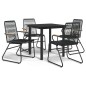 5-tlg. Garten-Essgruppe Schwarz PVC Rattan 5-tlg. Garten-Essgruppe Schwarz PVC Rattan