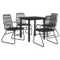 5-tlg. Garten-Essgruppe Schwarz PVC Rattan 5-tlg. Garten-Essgruppe Schwarz PVC Rattan