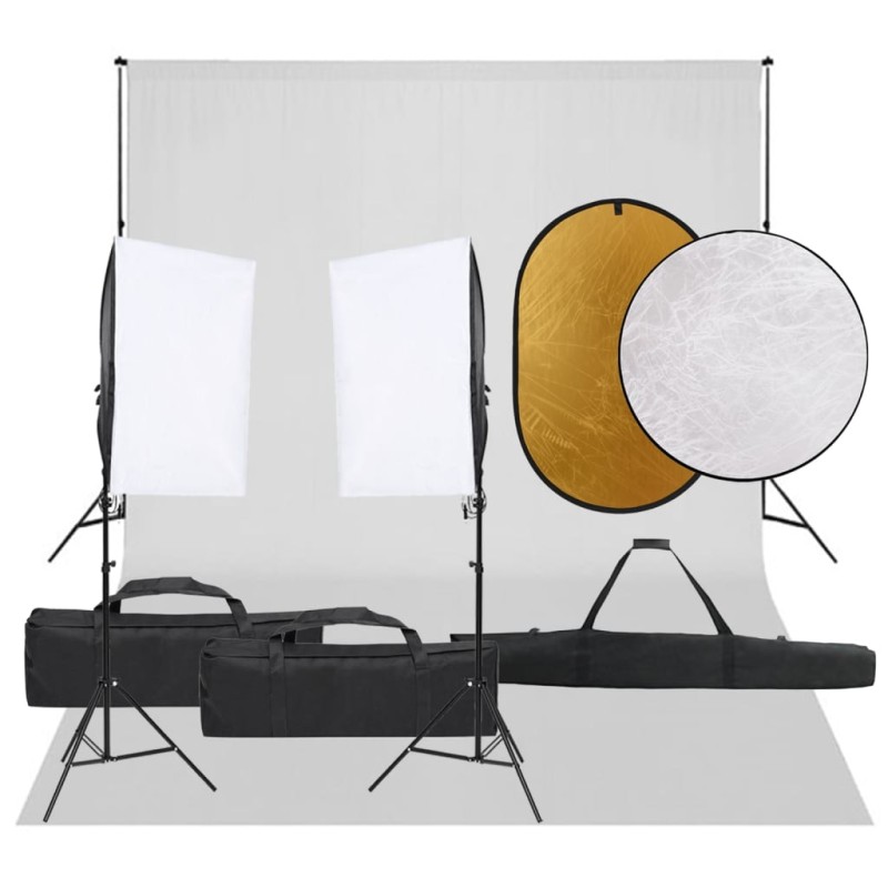 vidaXL Fotostudio-Set mit Beleuchtung, Hintergrund und Reflektor vidaXL Fotostudio-Set mit Beleuchtung, Hintergrund und Reflektor