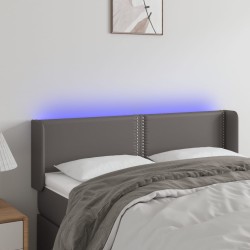 vidaXL LED Kopfteil Grau 147x16x78/88 cm Kunstleder