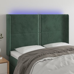 vidaXL LED Kopfteil Dunkelgrün 147x16x118/128 cm Samt