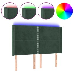 vidaXL LED Kopfteil Dunkelgrün 147x16x118/128 cm Samt