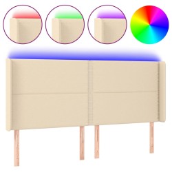 vidaXL LED Kopfteil Creme 163x16x118/128 cm Stoff
