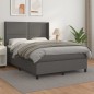 vidaXL Boxspringbett mit Matratze Grau 140x200 cm Kunstleder vidaXL Boxspringbett mit Matratze Grau 140x200 cm Kunstleder