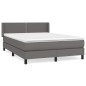 vidaXL Boxspringbett mit Matratze Grau 140x190 cm Kunstleder vidaXL Boxspringbett mit Matratze Grau 140x190 cm Kunstleder