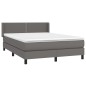 vidaXL Boxspringbett mit Matratze Grau 140x190 cm Kunstleder vidaXL Boxspringbett mit Matratze Grau 140x190 cm Kunstleder