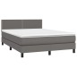 vidaXL Boxspringbett mit Matratze & LED Grau 140x190 cm Kunstleder vidaXL Boxspringbett mit Matratze & LED Grau 140x190 cm Kunstleder