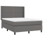 vidaXL Boxspringbett mit Matratze Grau 140x200 cm Kunstleder