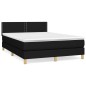 vidaXL Boxspringbett mit Matratze Schwarz 140x200 cm Stoff vidaXL Boxspringbett mit Matratze Schwarz 140x200 cm Stoff