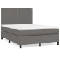 vidaXL Boxspringbett mit Matratze Grau 140x190 cm Kunstleder vidaXL Boxspringbett mit Matratze Grau 140x190 cm Kunstleder