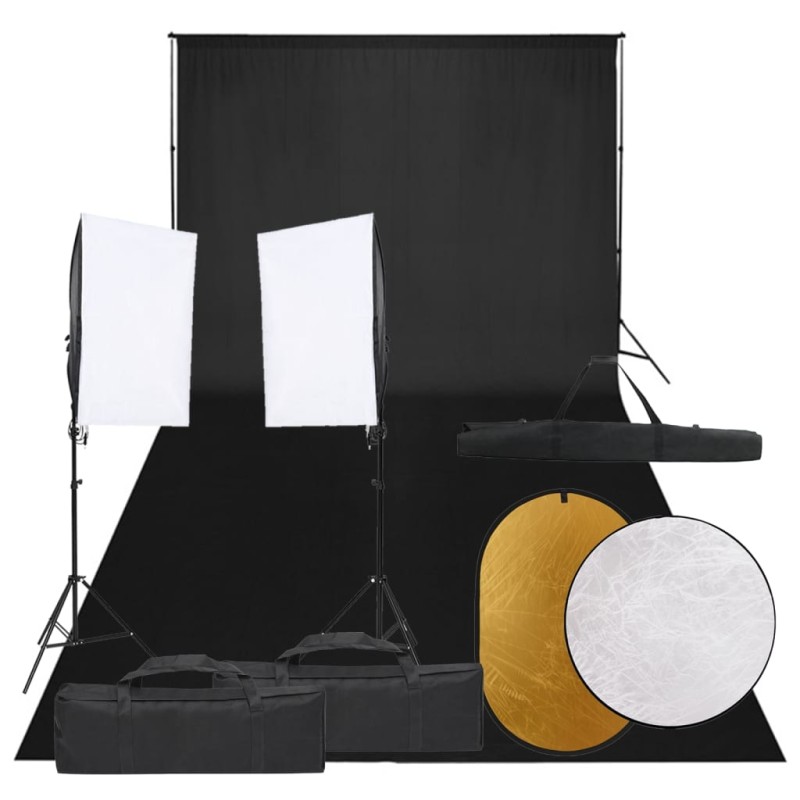 vidaXL Fotostudio-Set mit Beleuchtung, Hintergrund und Reflektor vidaXL Fotostudio-Set mit Beleuchtung, Hintergrund und Reflektor